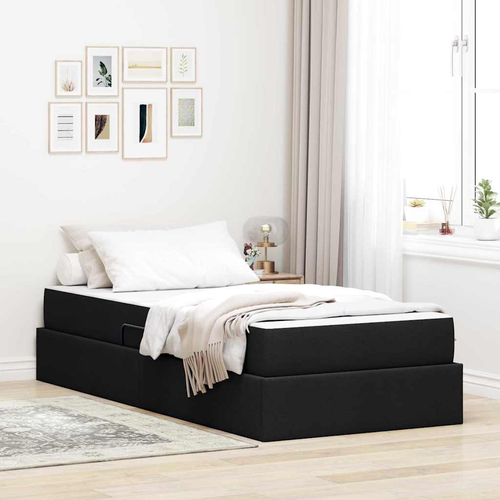 Aufbewahrungsbett mit Matratze Hellgrau 90 x 190 cm Polyester