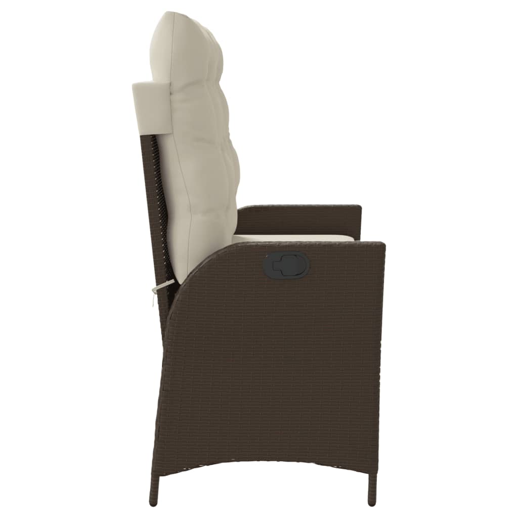 Gartenbank Verstellbar mit Kissen Schwarz Poly Rattan