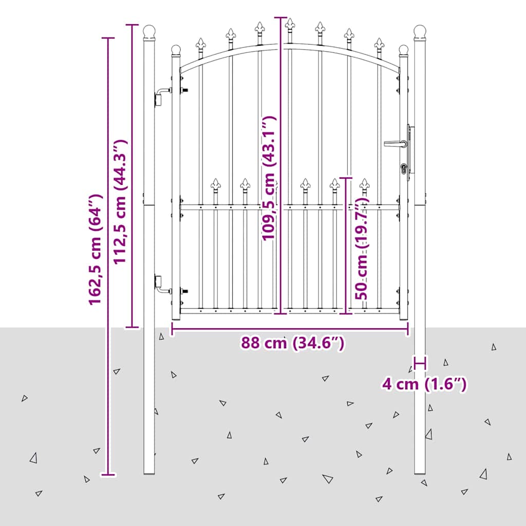 Zauntor EMMEN mit Spikes Stahl 104 x 97 cm Grün