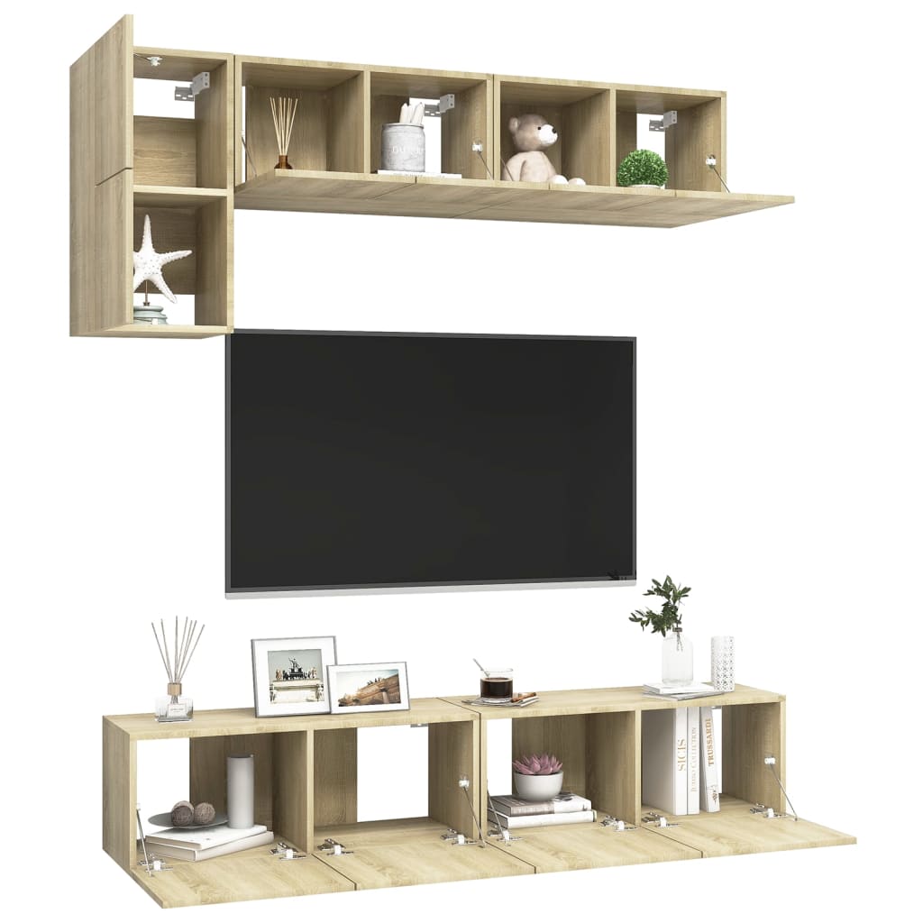 5-tlg. TV-Schrank-Set Weiß Holzwerkstoff