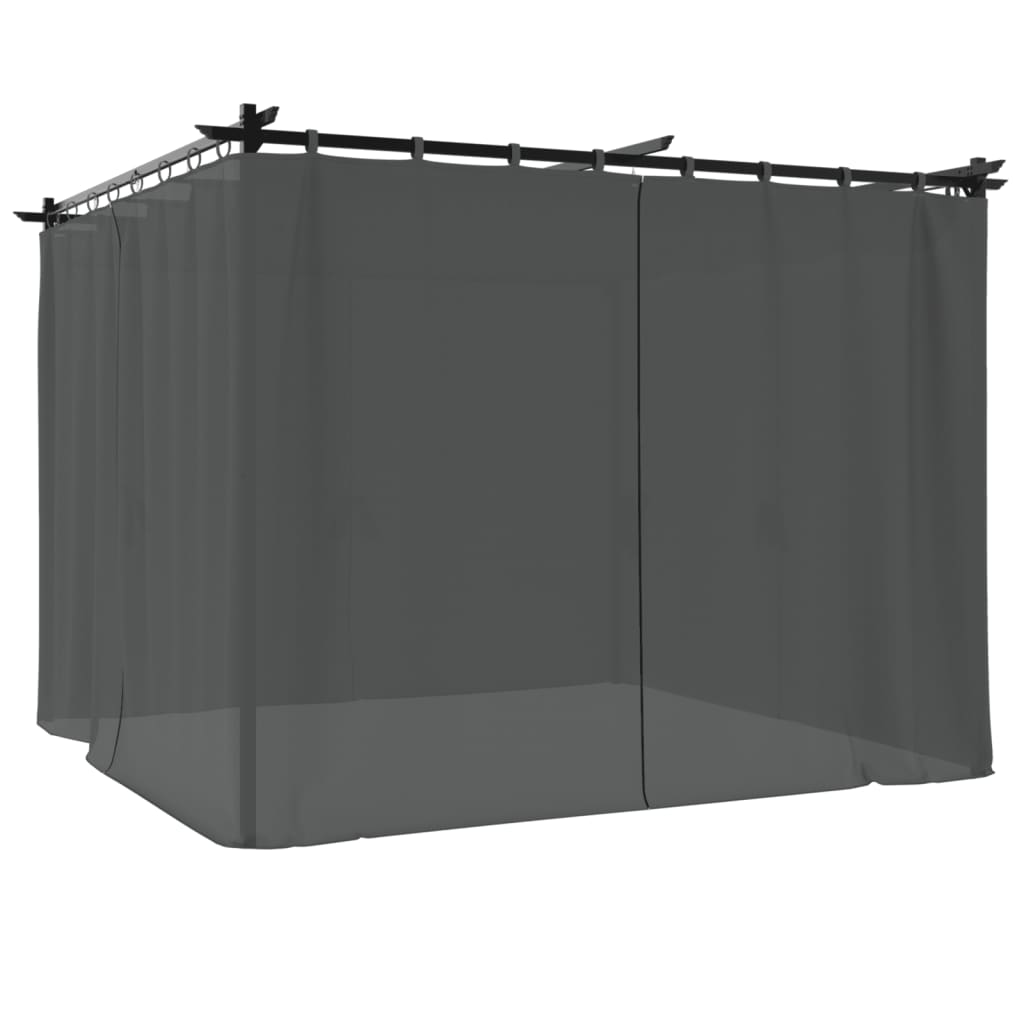 Pavillon mit Vorhängen Creme 3x3 m Stahl