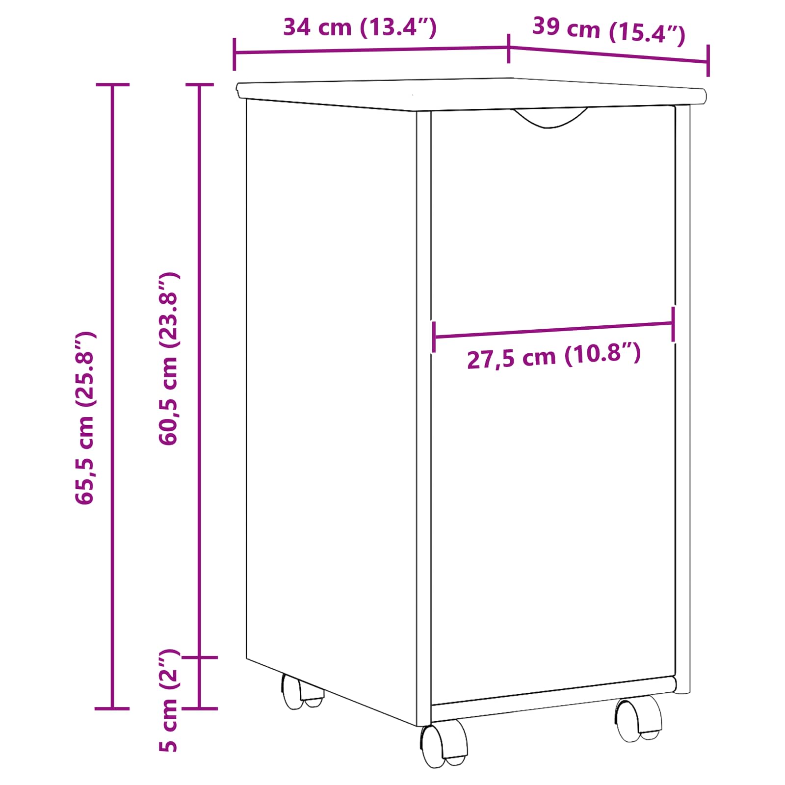 Rollschrank Honigbraun 34 x 39 x 65,5 cm Massivholz Kiefer