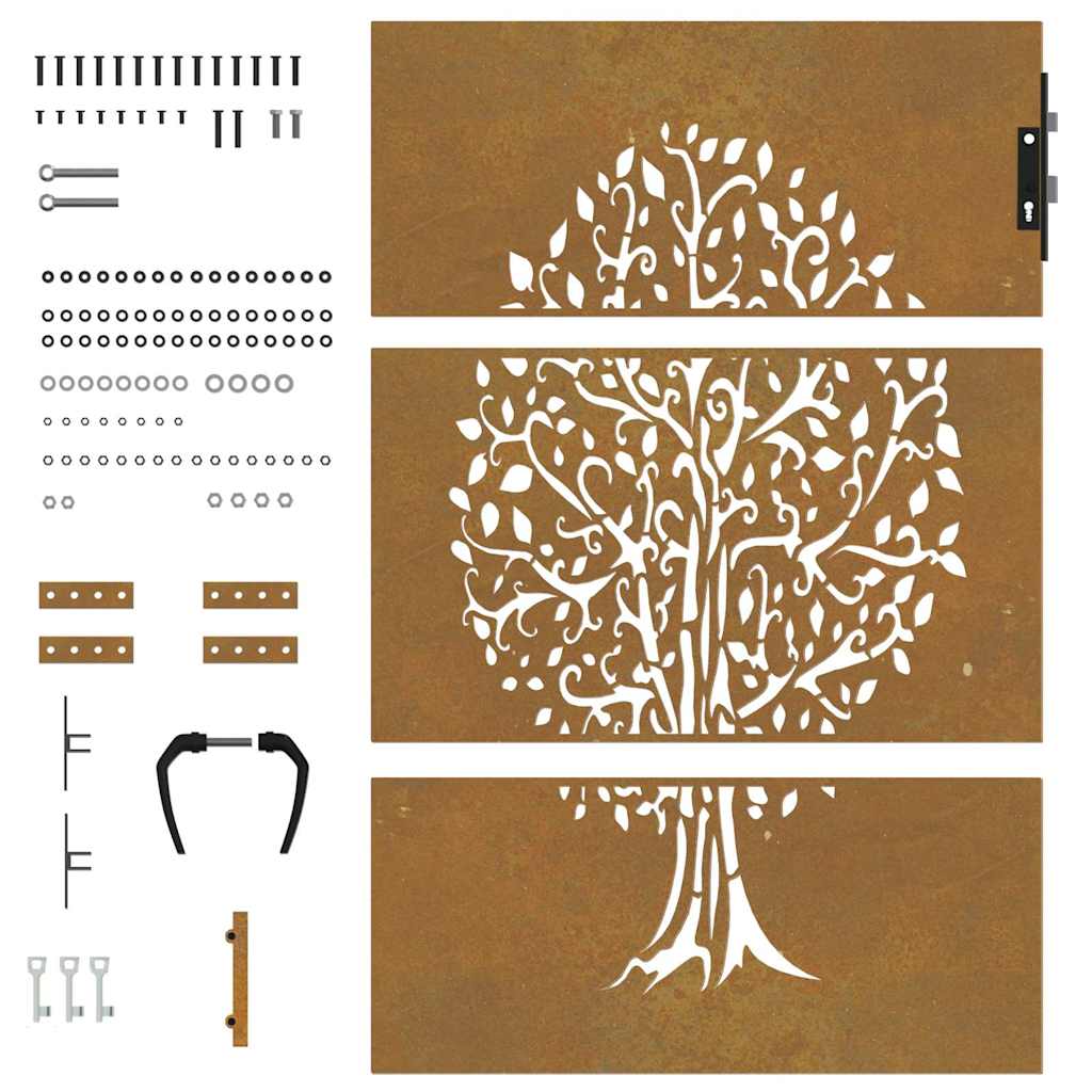 Gartentor 85x75 cm Cortenstahl Baum-Design