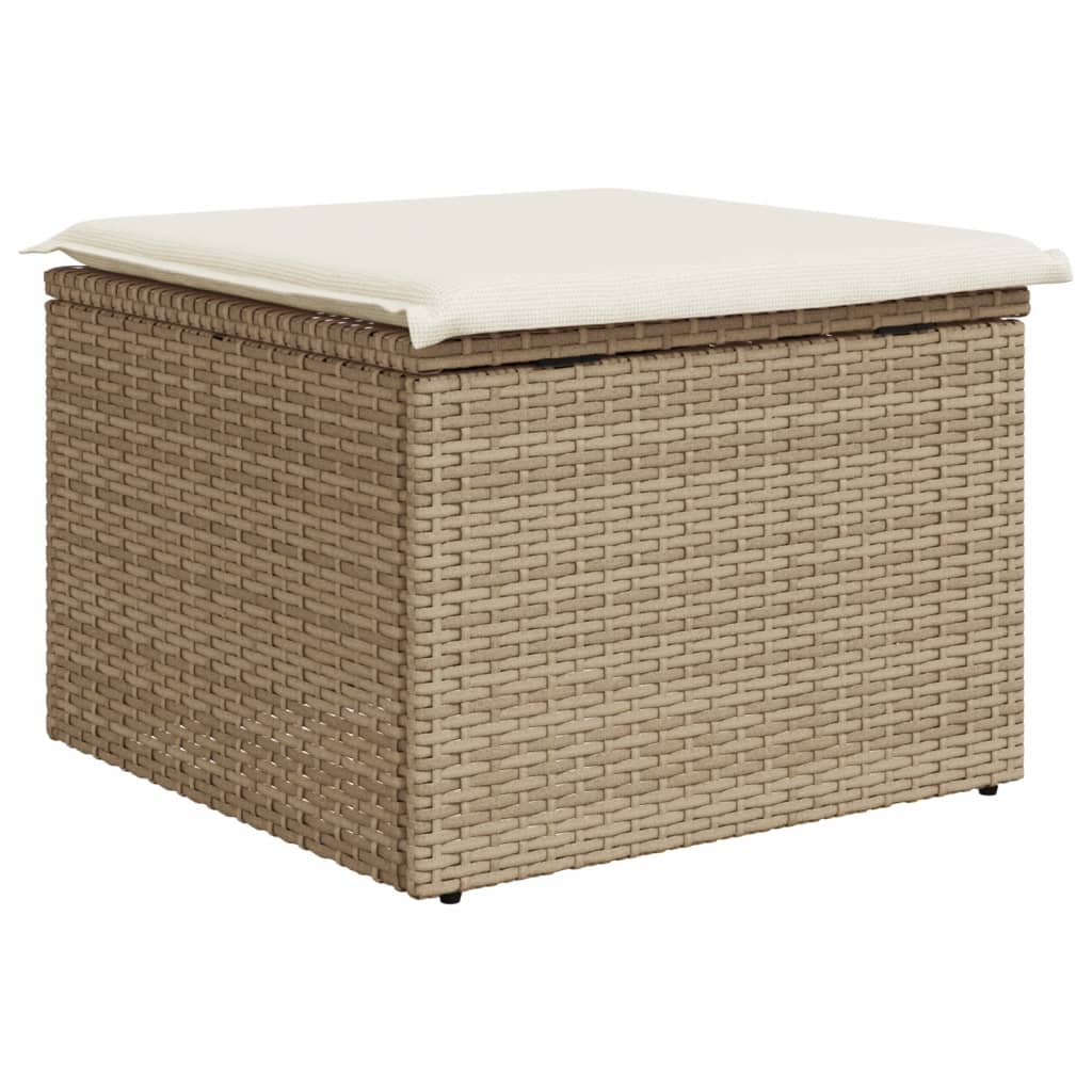 Gartenhocker mit Kissen Schwarz 55x55x37 cm Poly Rattan