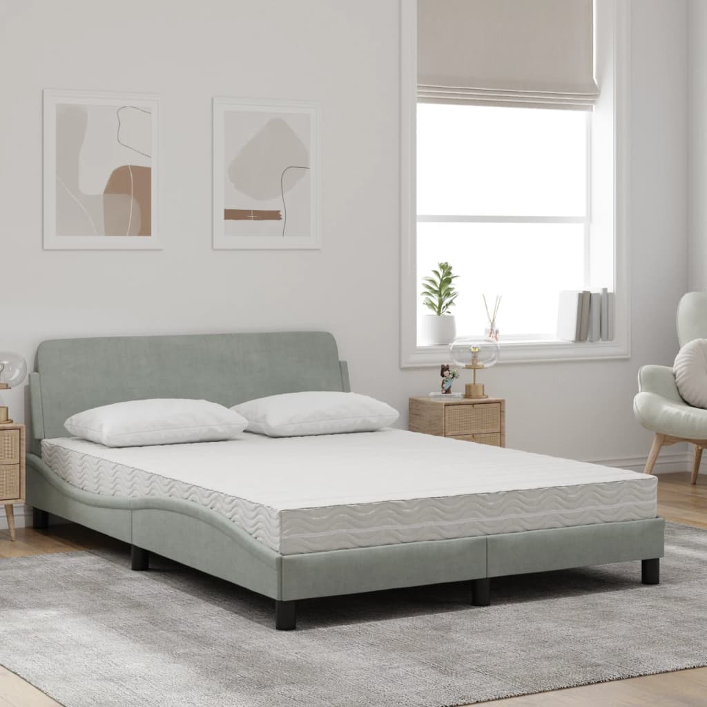Bett mit Matratze "Dover" Hellgrau 80x200 cm Samt