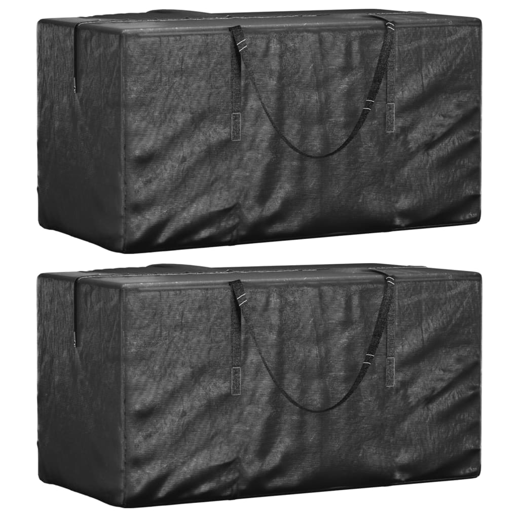 Aufbewahrungstasche für Gartenkissen 2 Stk. Schwarz 135x40x55cm