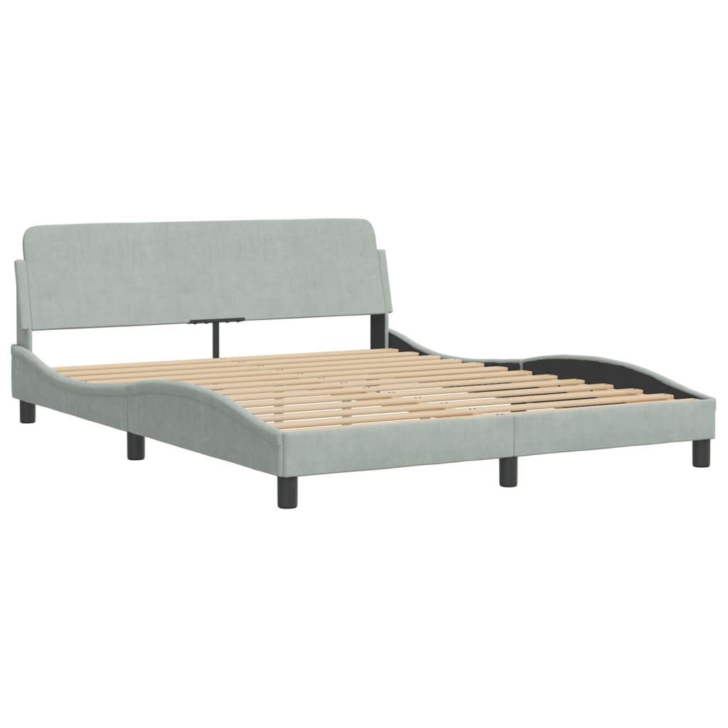 Bett mit Matratze Hellgrau 80x200 cm Samt