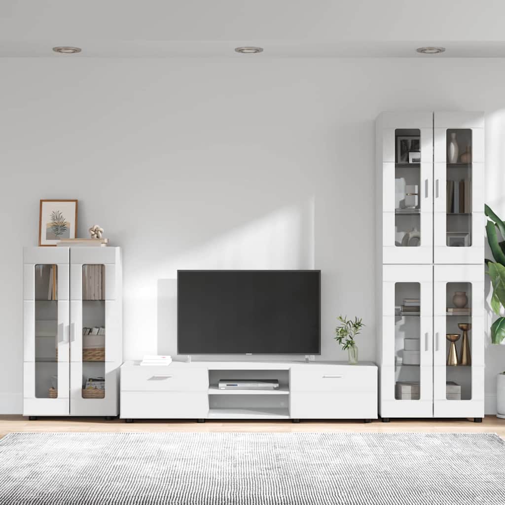 Highboard mit Regal FLORIN Weiß 60 x 35 x 182 cm Holzwerkstoff