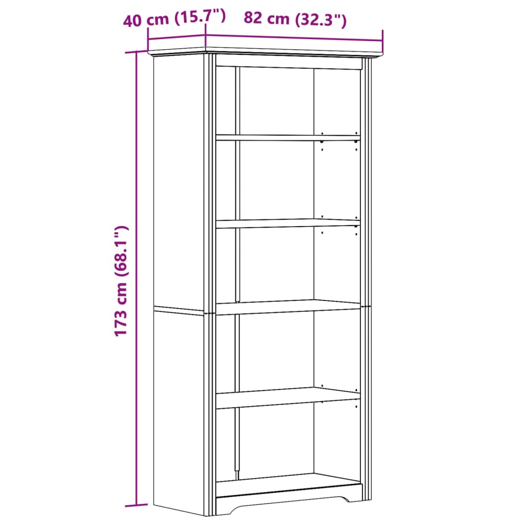 Bücherregal BODO Honigbraun 82 x 40 x 173 cm Holzwerkstoff