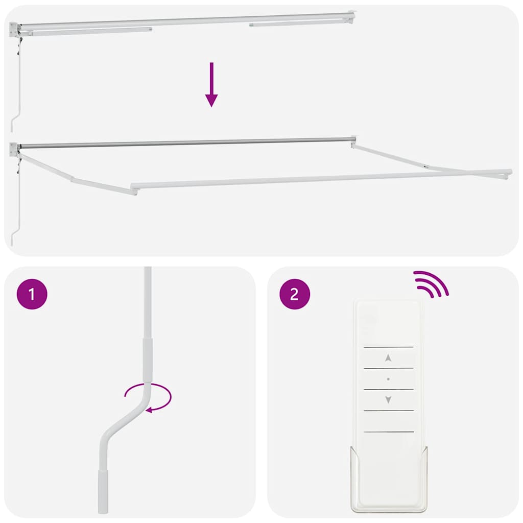 Markise Manuell Einziehbar mit LED 300x250 cm Blau und Weiß