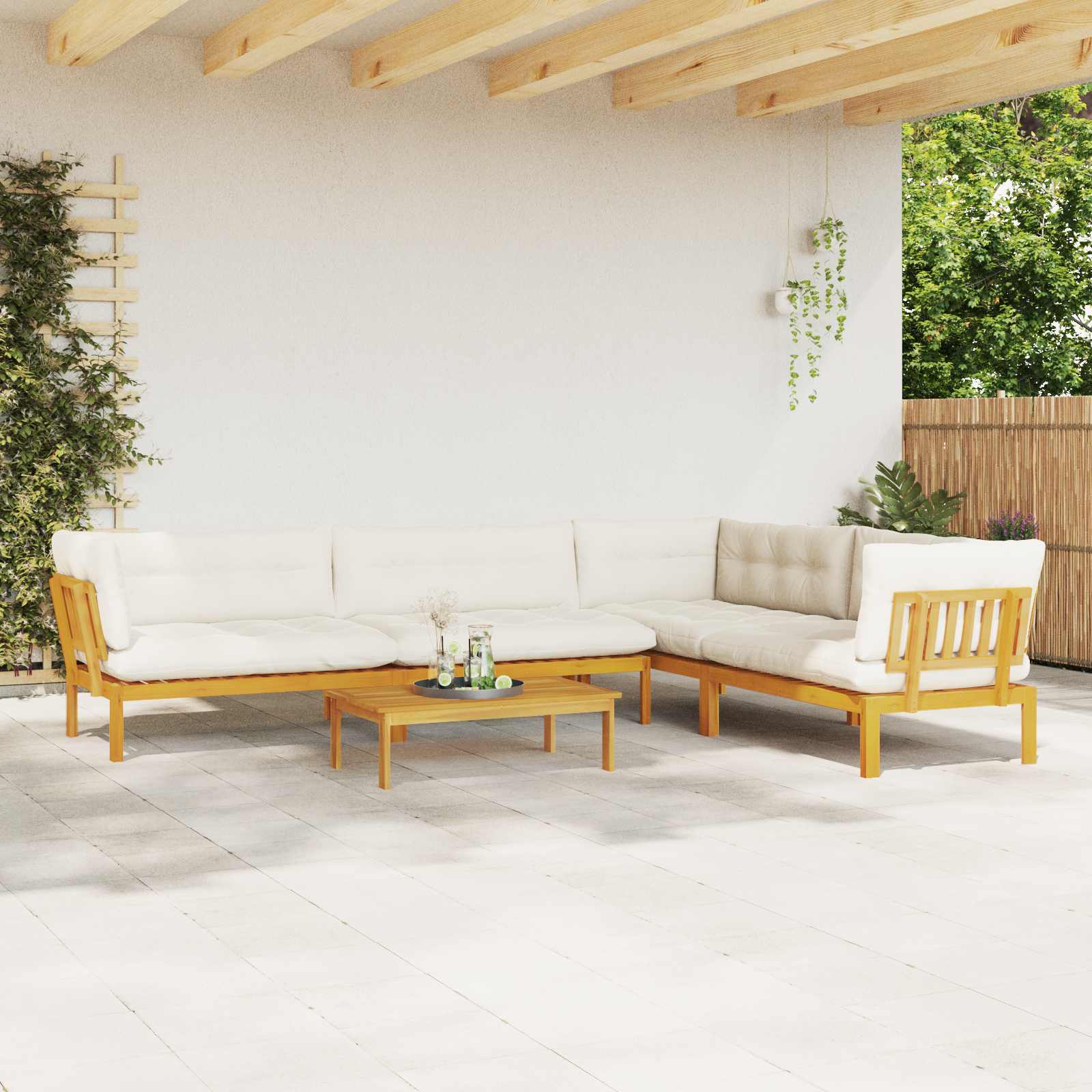 3-tlg. Garten-Sofagarnitur aus Paletten Massivholz Akazie