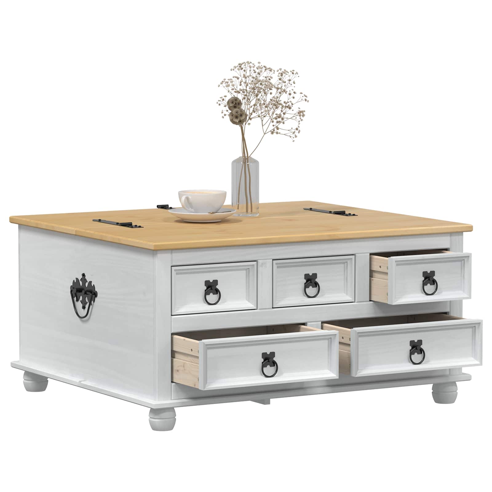 Truhe Corona 90x78x45 cm Massivholz Kiefer