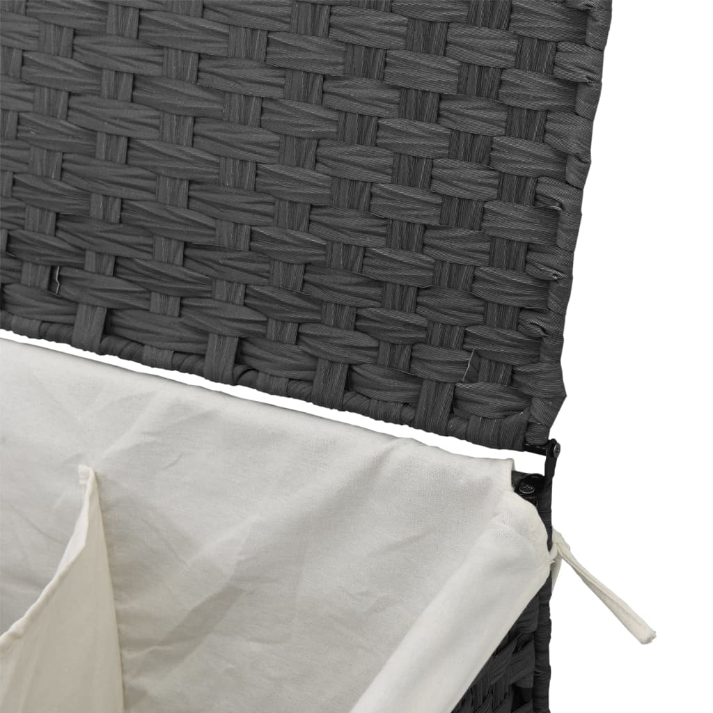 Wäschekorb mit 2 Fächern 53x35x57 cm Poly Rattan
