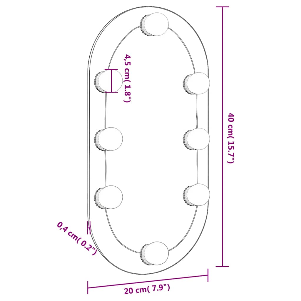 Spiegel mit LED-Leuchten 60x30 cm Glas Oval