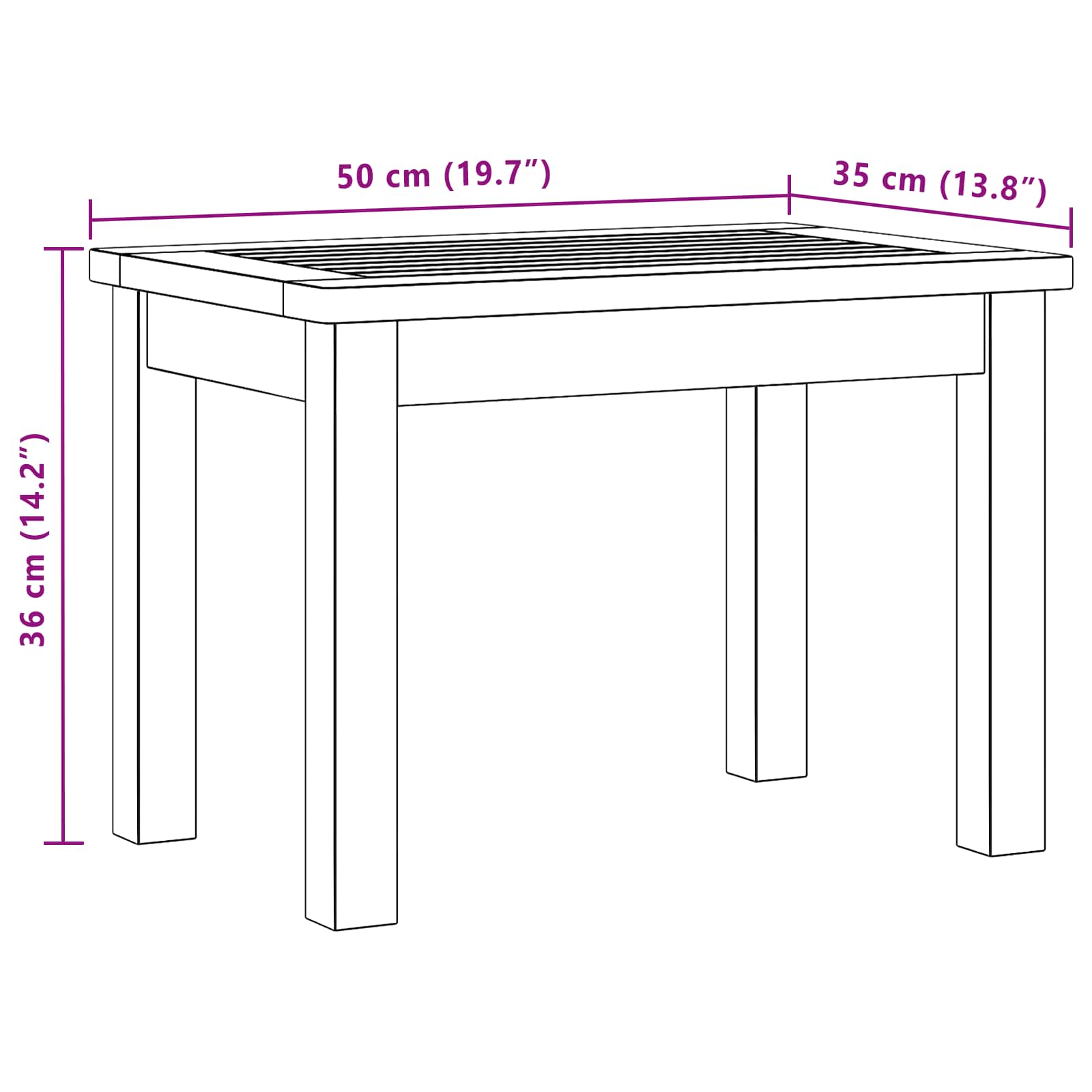 Couchtisch Helles Akazienholz 45 x 45 x 36 cm Massivholz Akazie