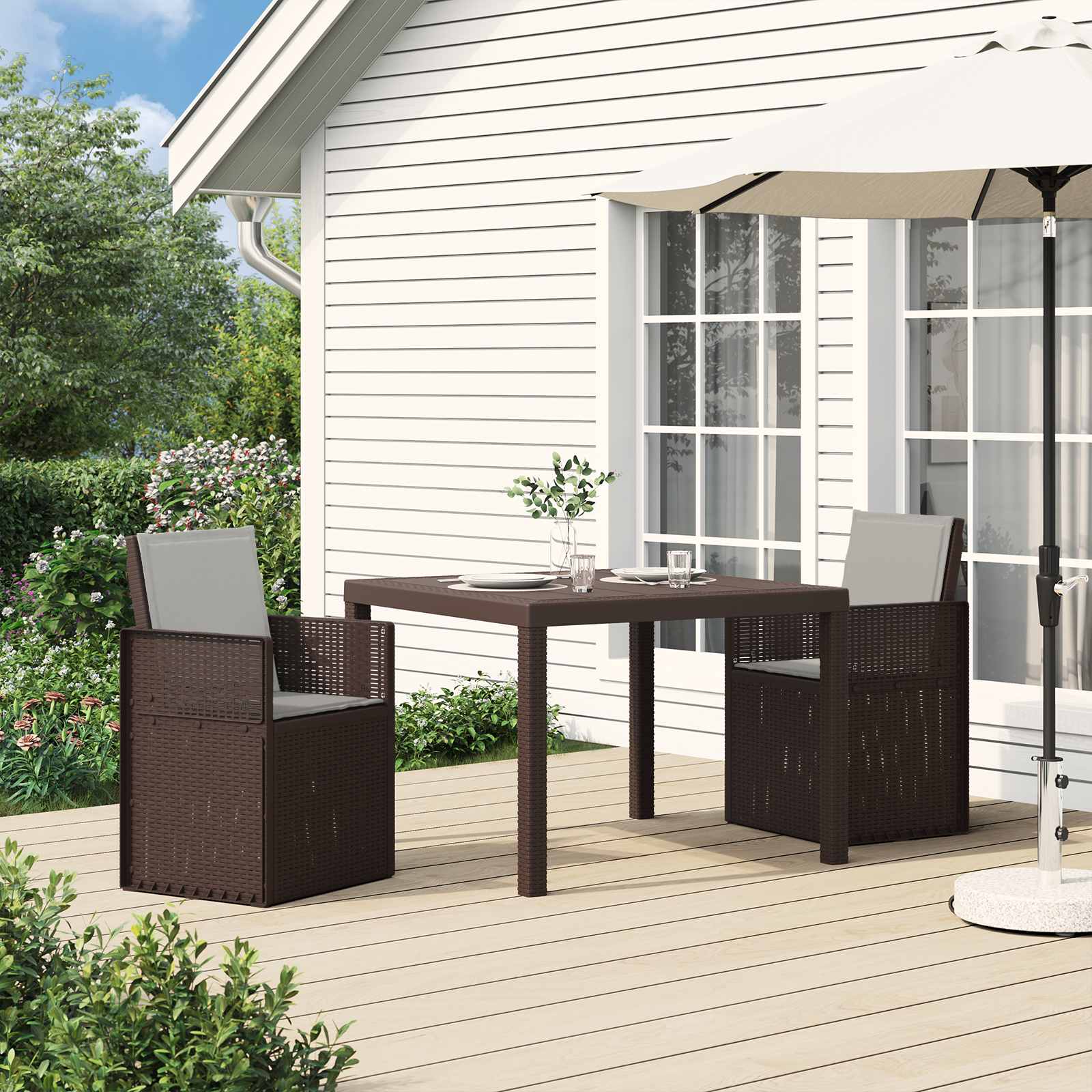 Garten Esszimmerstühle 2 pcs Weiß und Hellgrau PP