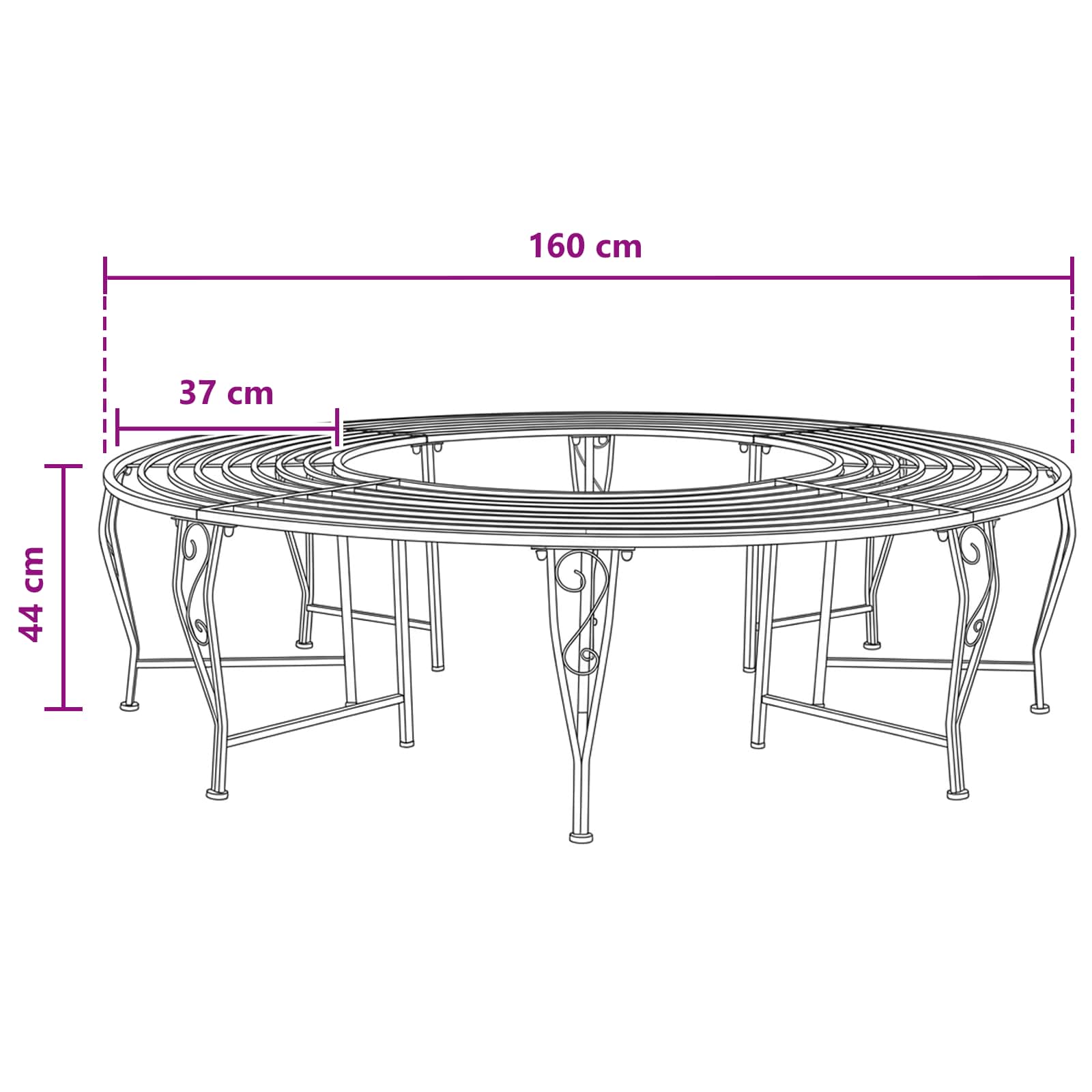 Baumbank 160 cm Stahl