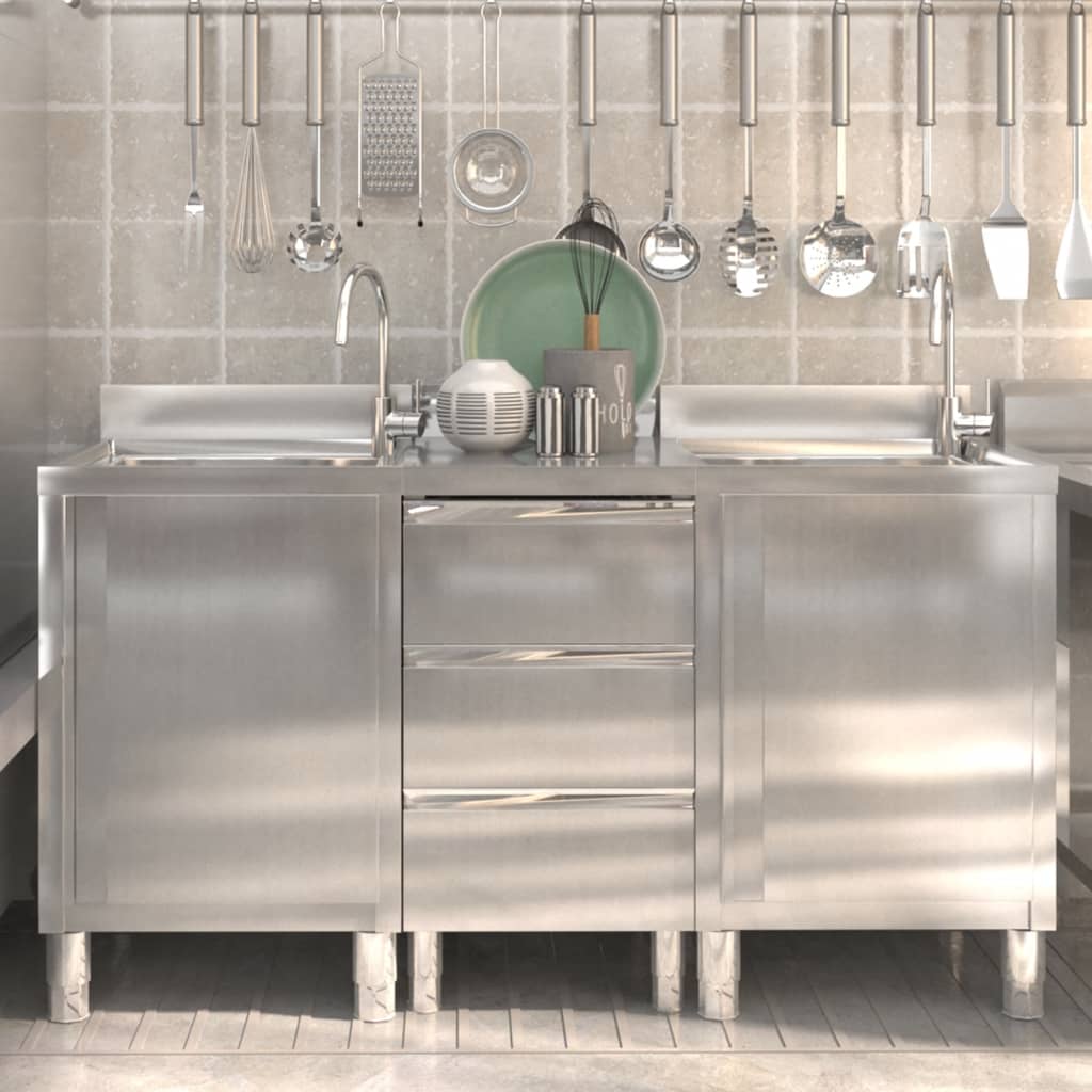 Gewerbe-Küchenschrank mit 2 Schubladen 50x60x96 cm