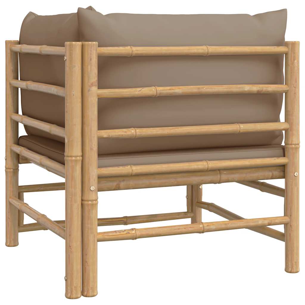 3-tlg. Garten-Lounge-Set mit Hellgrauen Kissen Bambus