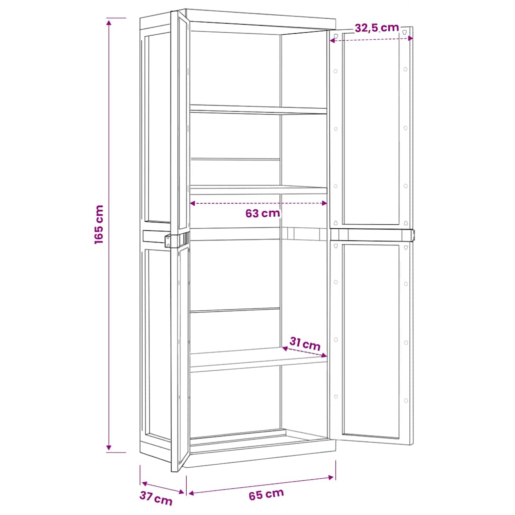 Gartenschrank Grau und Schwarz 65x37x85 cm PP