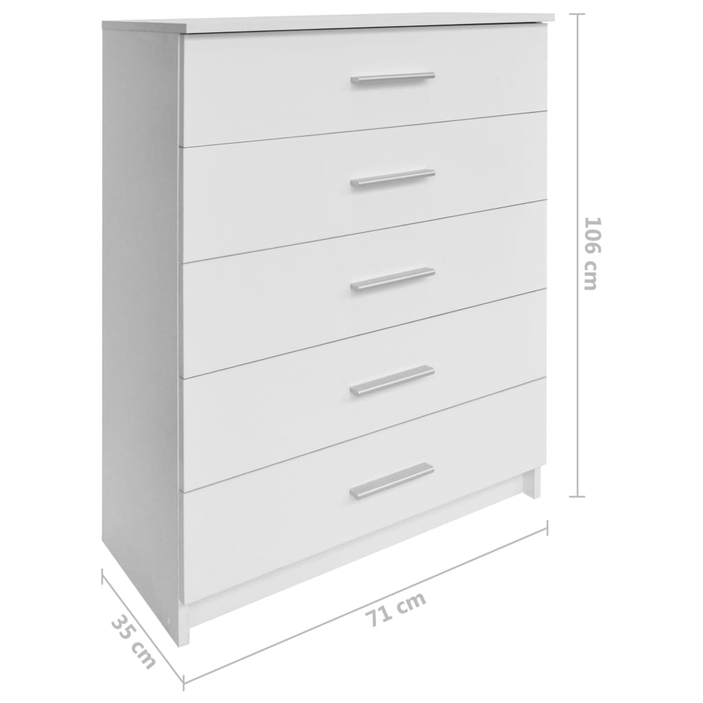 Hochkommode Holzwerkstoff 41x35x106 cm Weiß