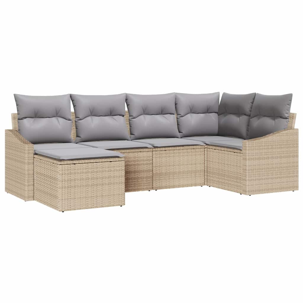 Garten Essgruppe mit Kissen 6 pcs Schwarz und Creme