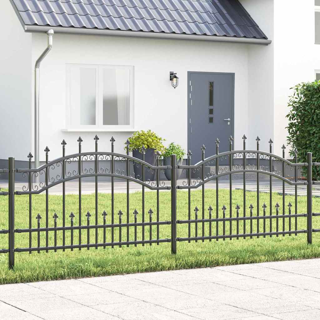 Gartenzaun KAMPEN mit Speerspitze Schwarz 240 x 75 cm Stahl