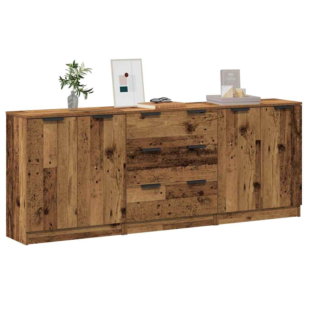 3-tlg. Sideboards Weiß Holzwerkstoff