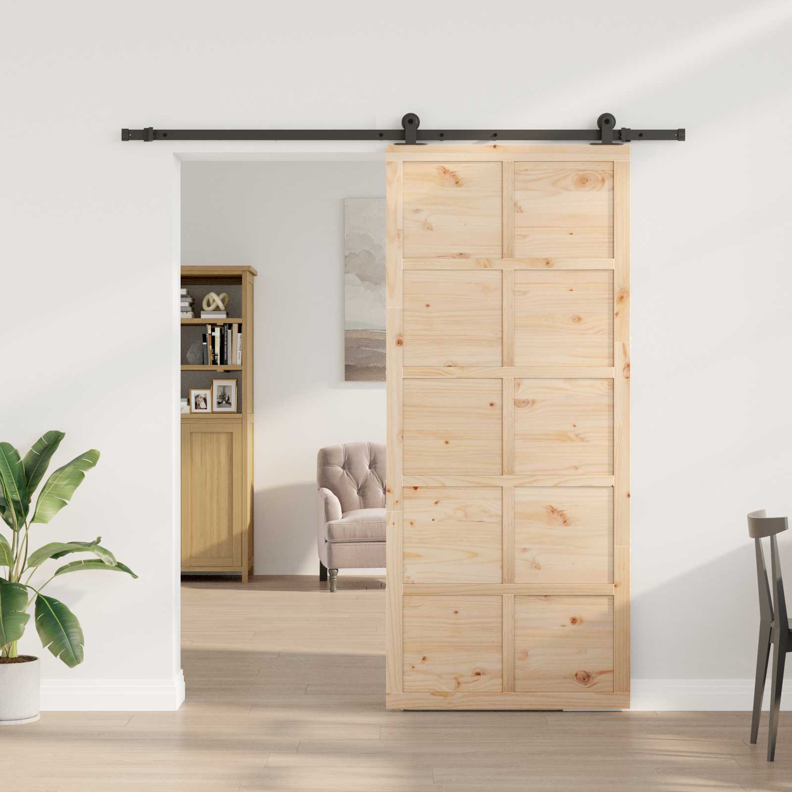 Schiebetür Natur 100 x 208 cm Massives Kiefernholz