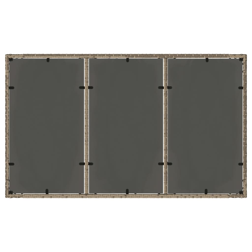 Gartentisch 150x90x75 cm Hartglas und Poly Rattan Schwarz