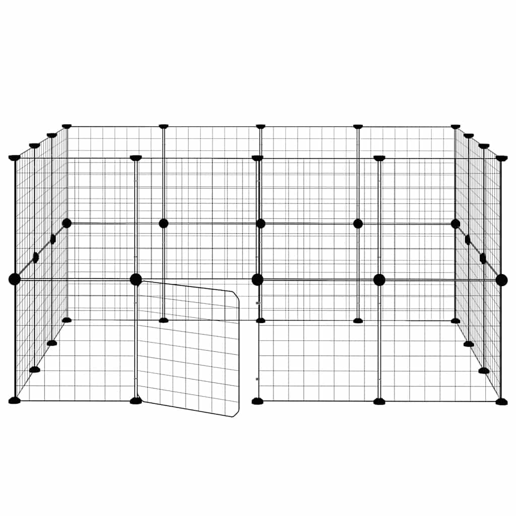 8-tlg. Haustierkäfig mit Tür Schwarz 35x35 cm Stahl