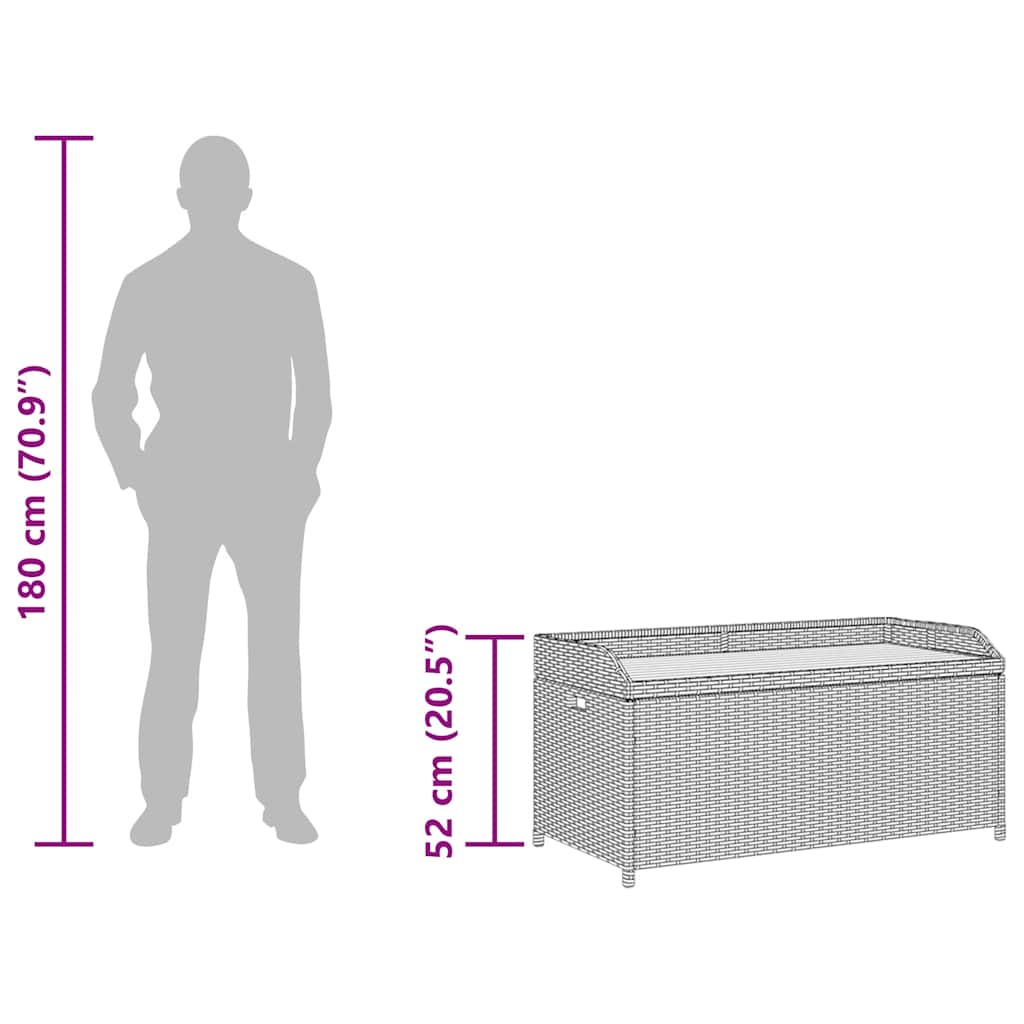 Bank mit Stauraum Schwarz 100x50x52 cm Poly Rattan Akazienholz