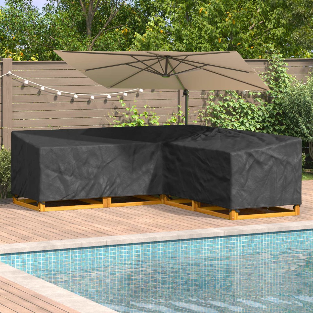 Möbelbezug Schwarz 235 x 235 x 85 cm 210D Oxford Stoff
