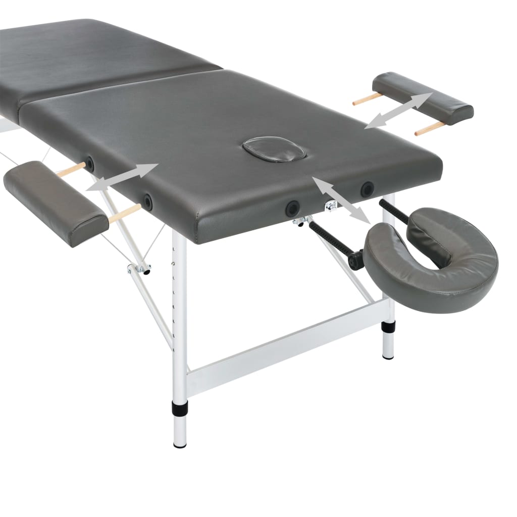 Massageliege Klappbar 2-Zonen mit Aluminiumgestell Schwarz