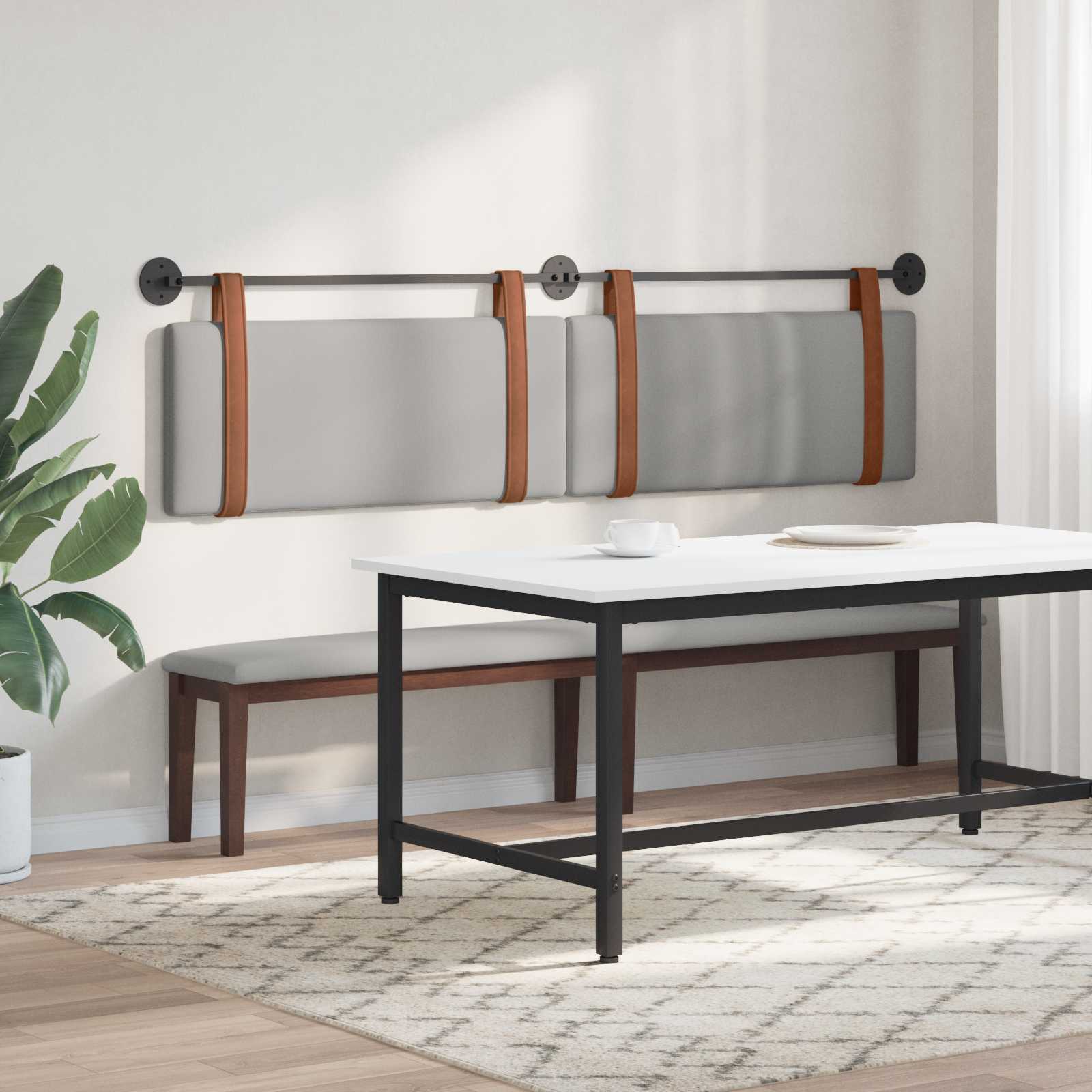 Hängendes Kopfteil Mit LED Licht Wolkengrau Antikes PU