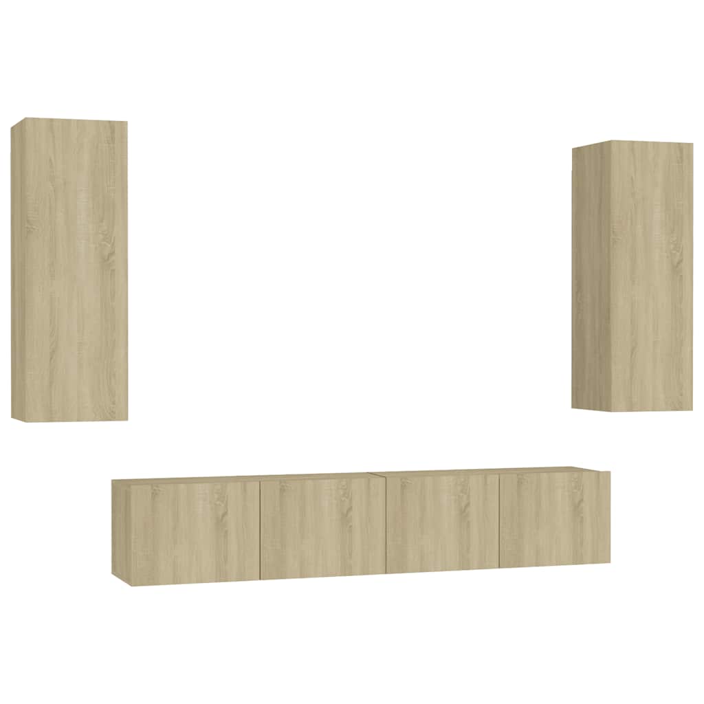 4-tlg. TV-Schrank-Set Weiß Holzwerkstoff
