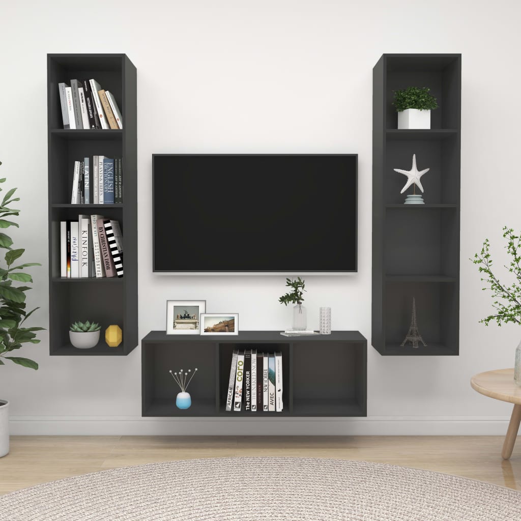 3-tlg. TV-Schrank-Set Weiß Holzwerkstoff