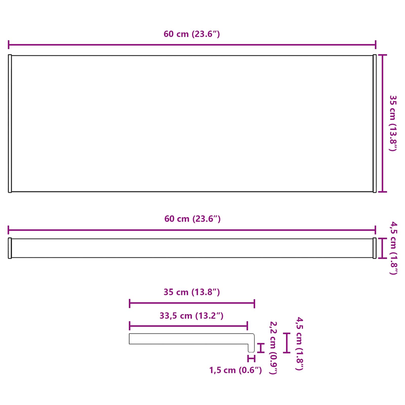 Fensterbank Weiß 60 x 10 x 4,5 cm PVC
