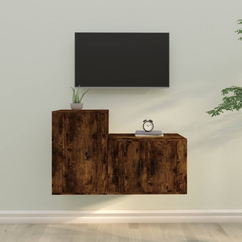 2-tlg. TV-Schrank-Set Weiß Holzwerkstoff