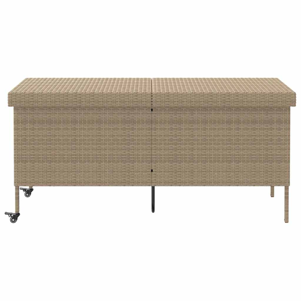 Gartentruhe mit Rollen Schwarz 110x55x73 cm Poly Rattan