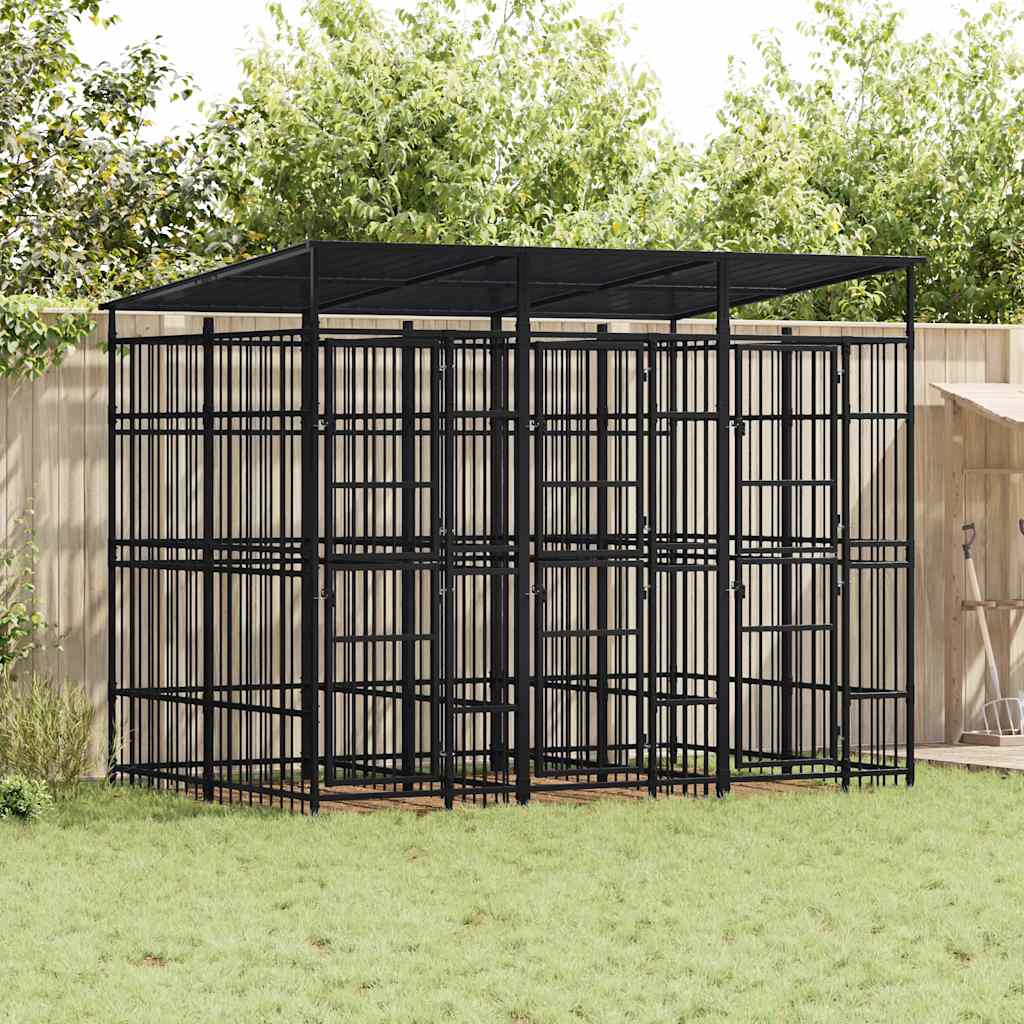 Outdoor-Hundezwinger mit Dach Stahl 1,84 m²