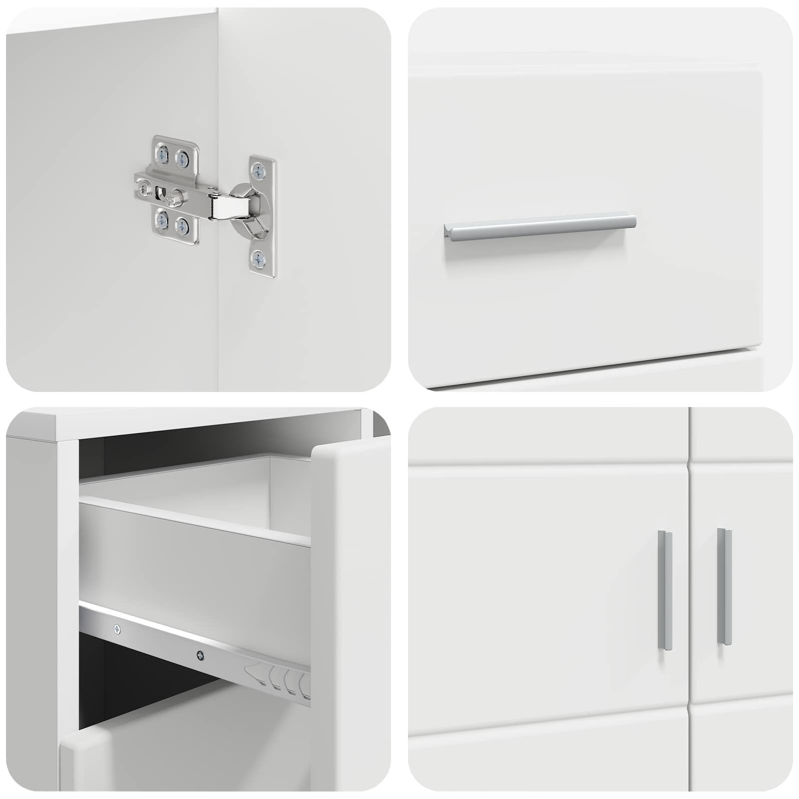 Highboard mit Regal FLORIN Weiß 60 x 35 x 182 cm Holzwerkstoff