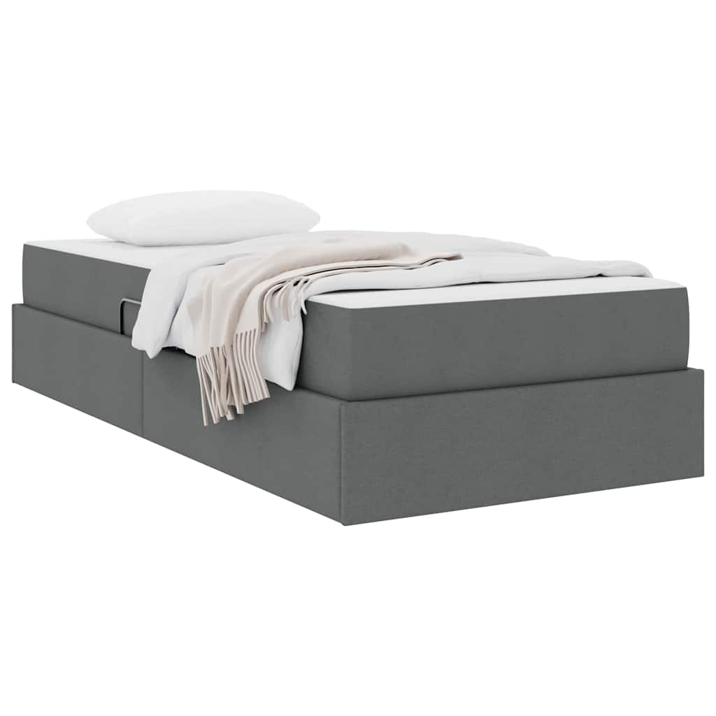 Aufbewahrungsbett mit Matratze Hellgrau 90 x 190 cm Polyester