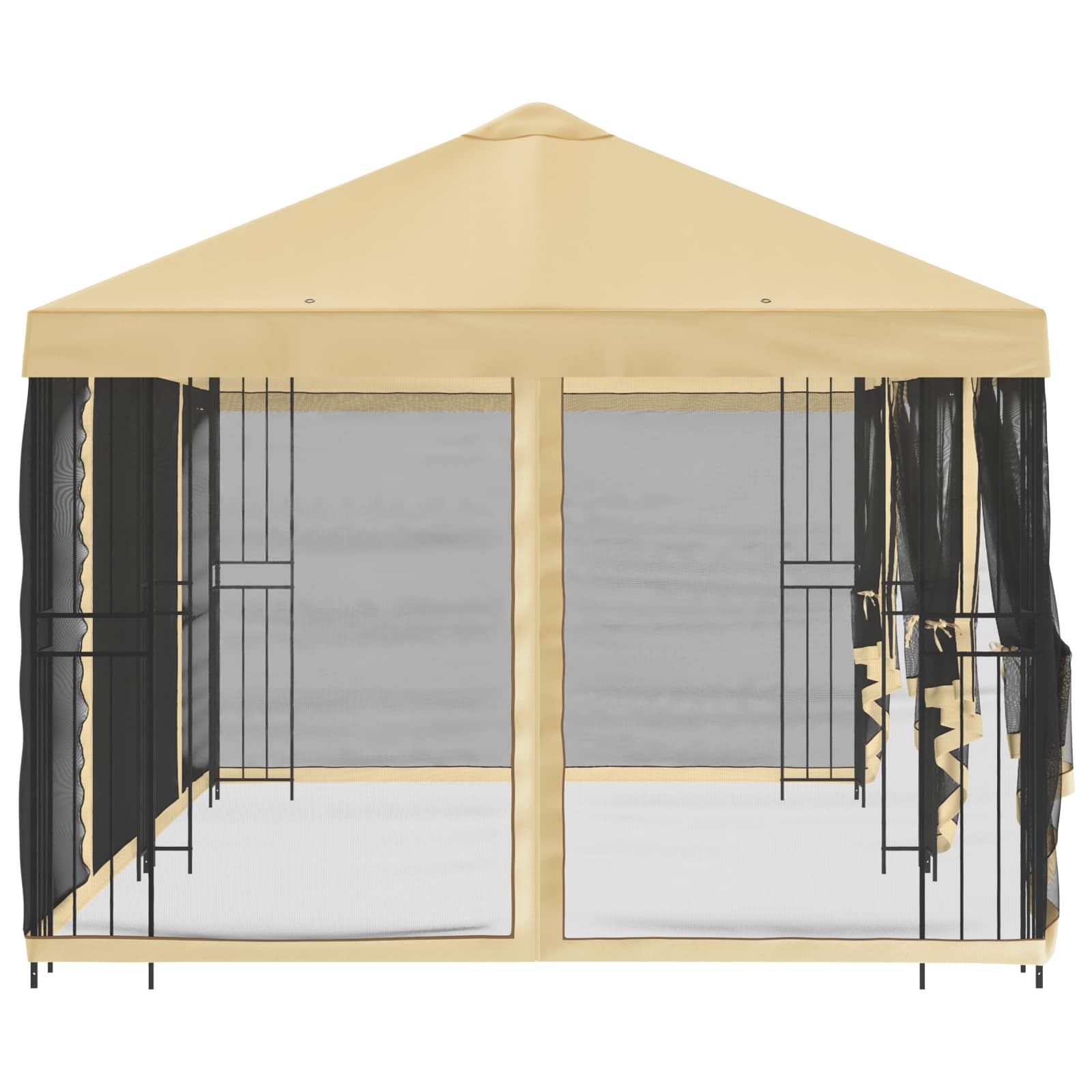Pavillon mit Seitenwänden 6 x 3 m Beige Polyester und Stahl 190