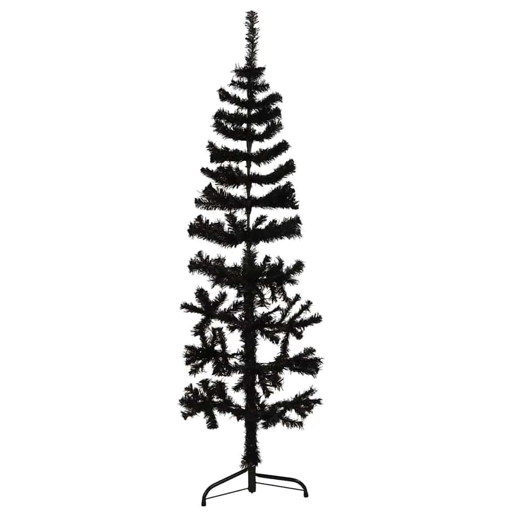 Künstlicher Halb-Weihnachtsbaum mit Ständer Schlank Weiß 180 cm