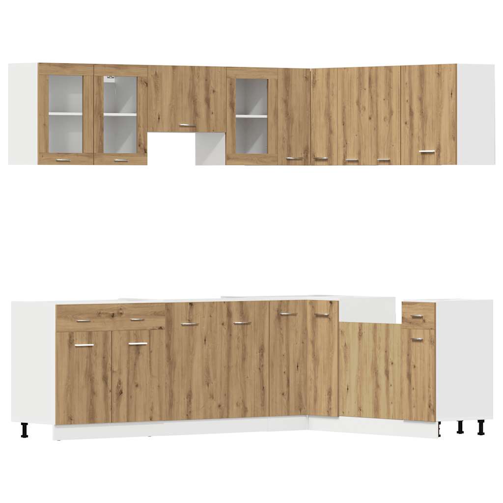 11-tlg. Küchenzeile Lyon Weiß Holzwerkstoff