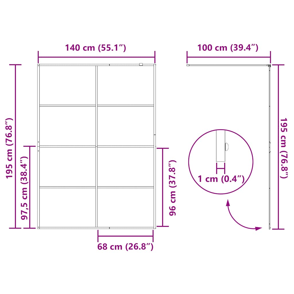 Duschwand für Begehbare Dusche mit Klarem ESG Glas 80x195 cm