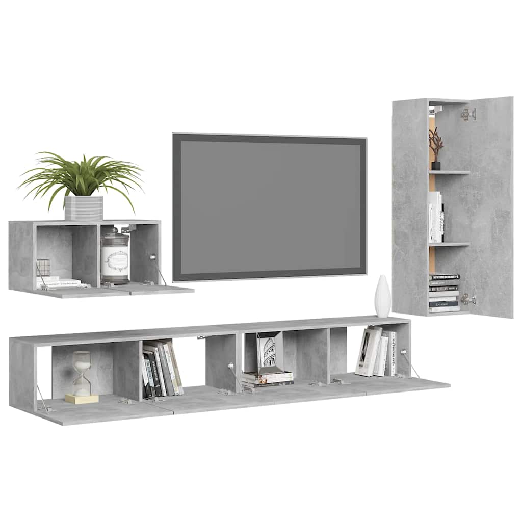 4-tlg. TV-Schrank-Set Weiß Holzwerkstoff