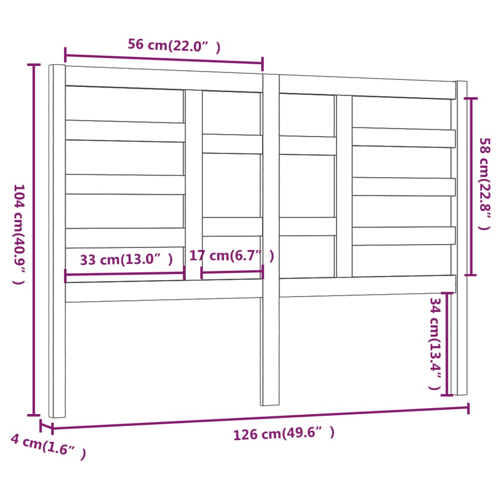 Bett-Kopfteil Grau 81x4x104 cm Massivholz Kiefer