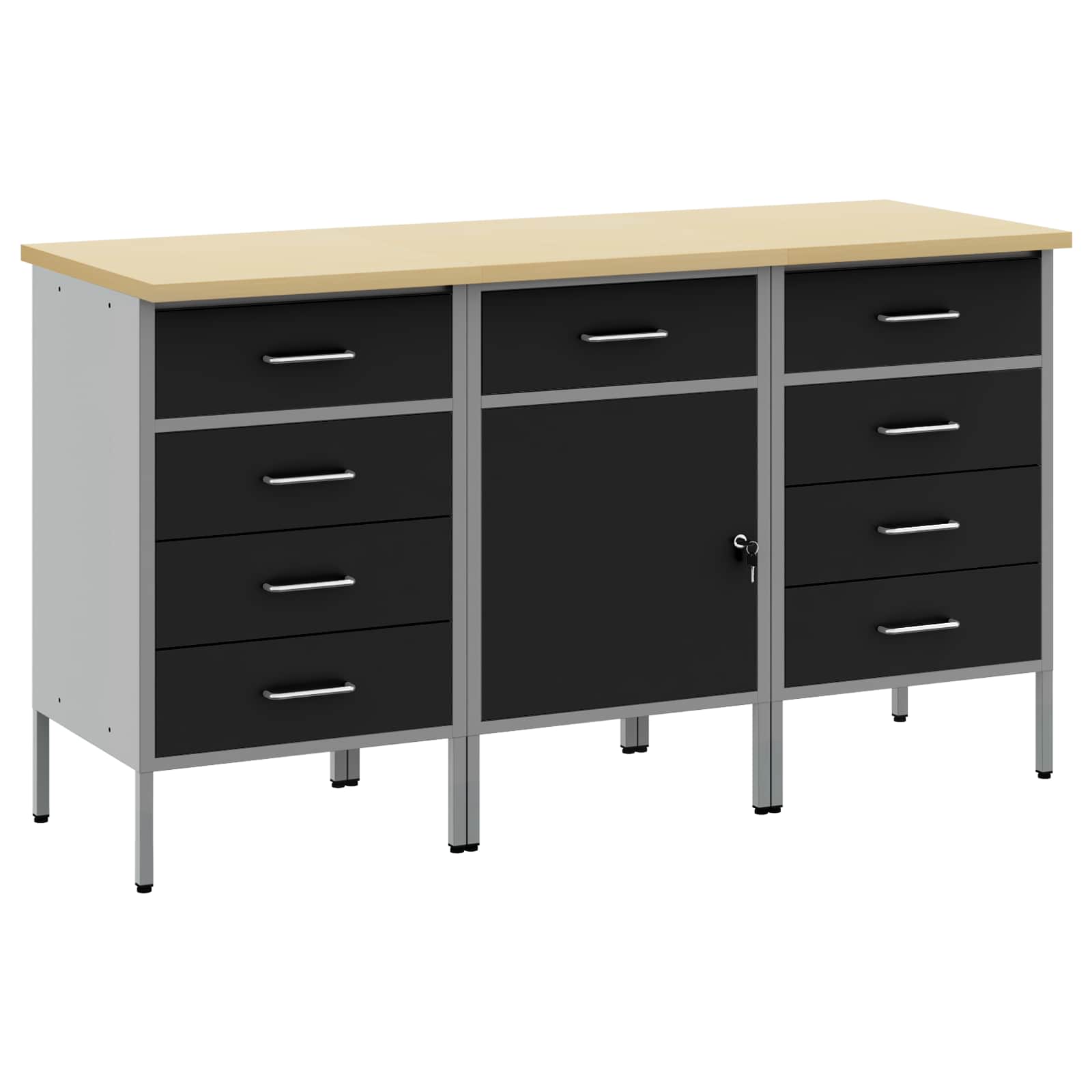 Werkbank mit Schubladen 2 pcs Rot und Grau 100 x 55 x 85 cm